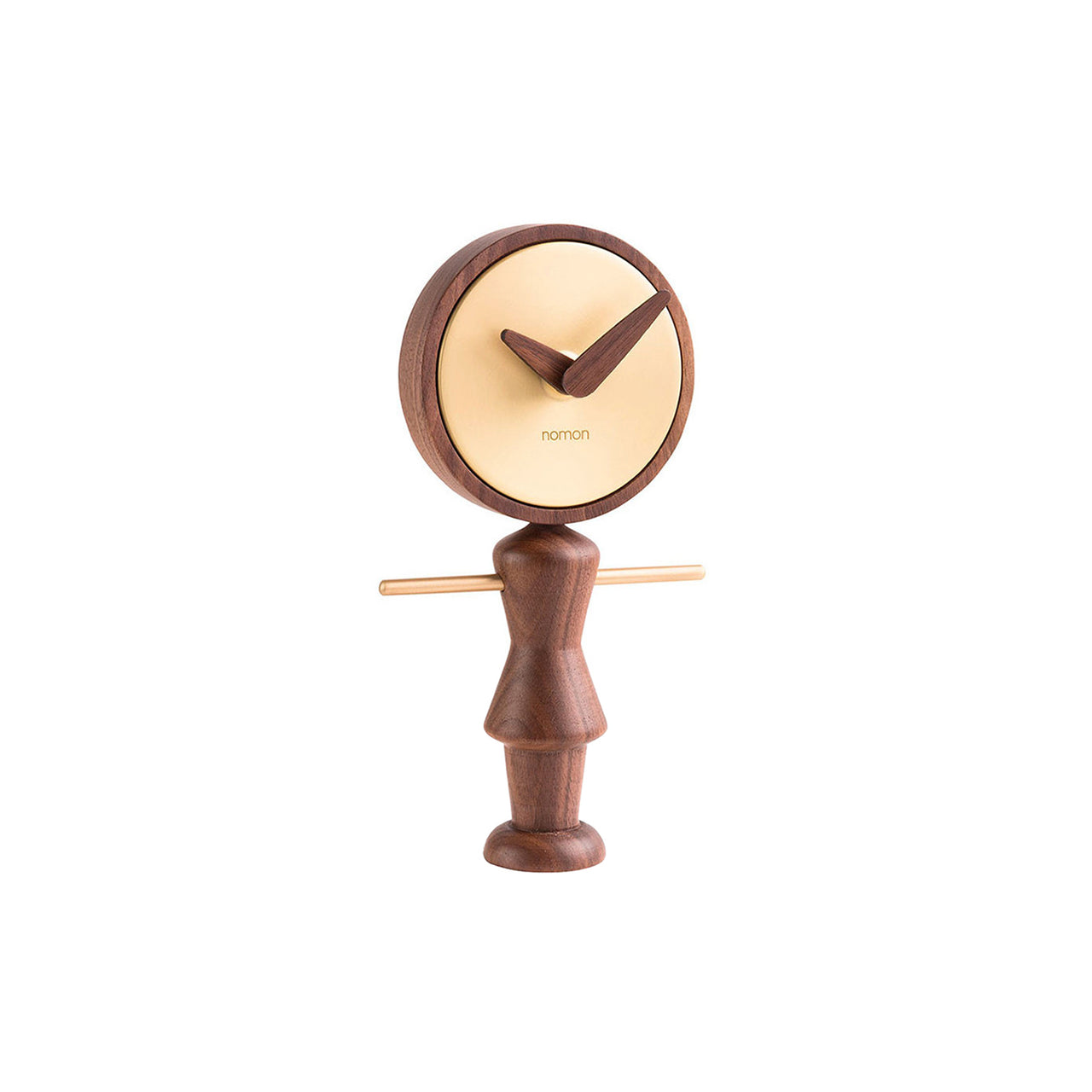 Nena Table Clock: Walnut + Polished Brass
