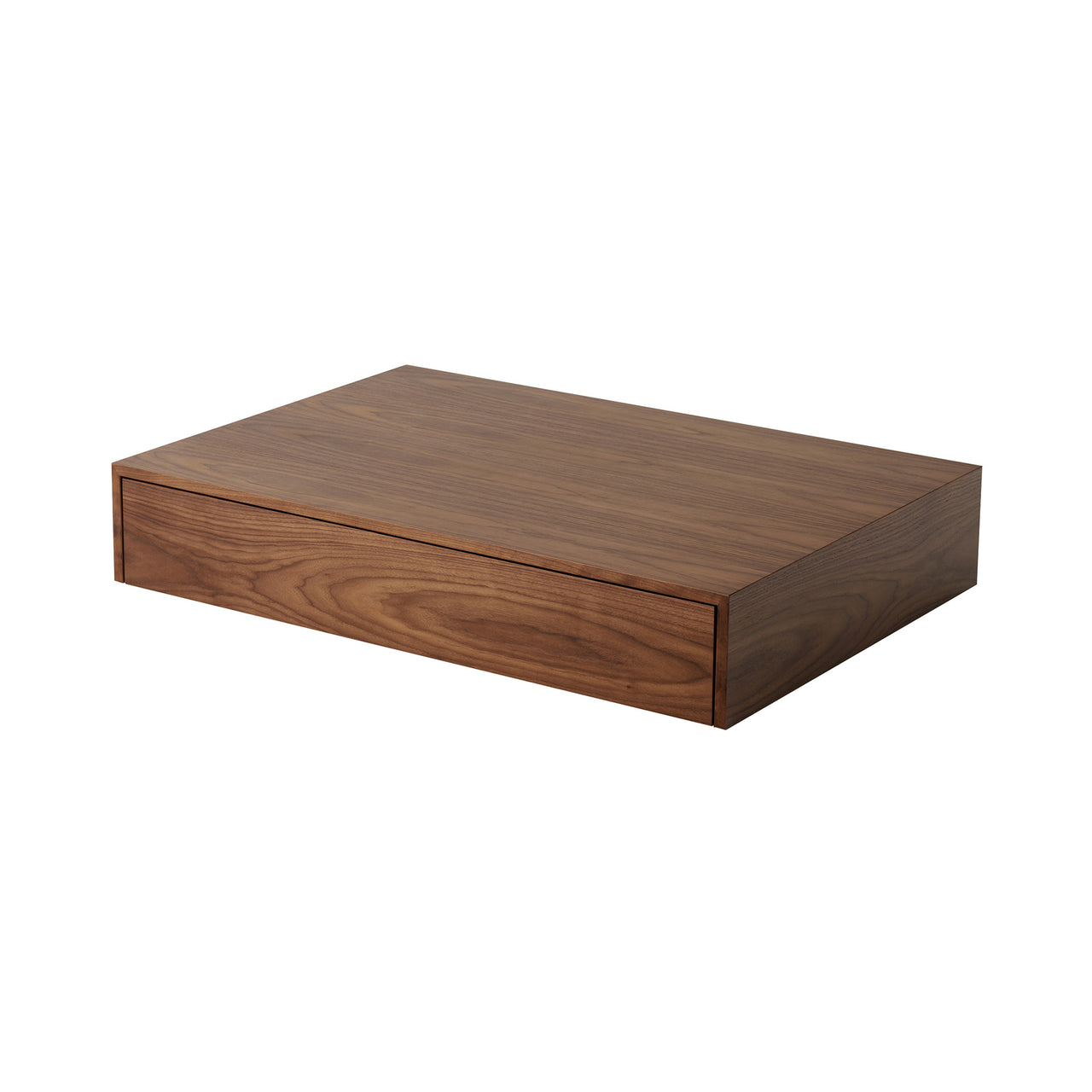 Mass Wide Coffee Table: With Drawer + Walnut