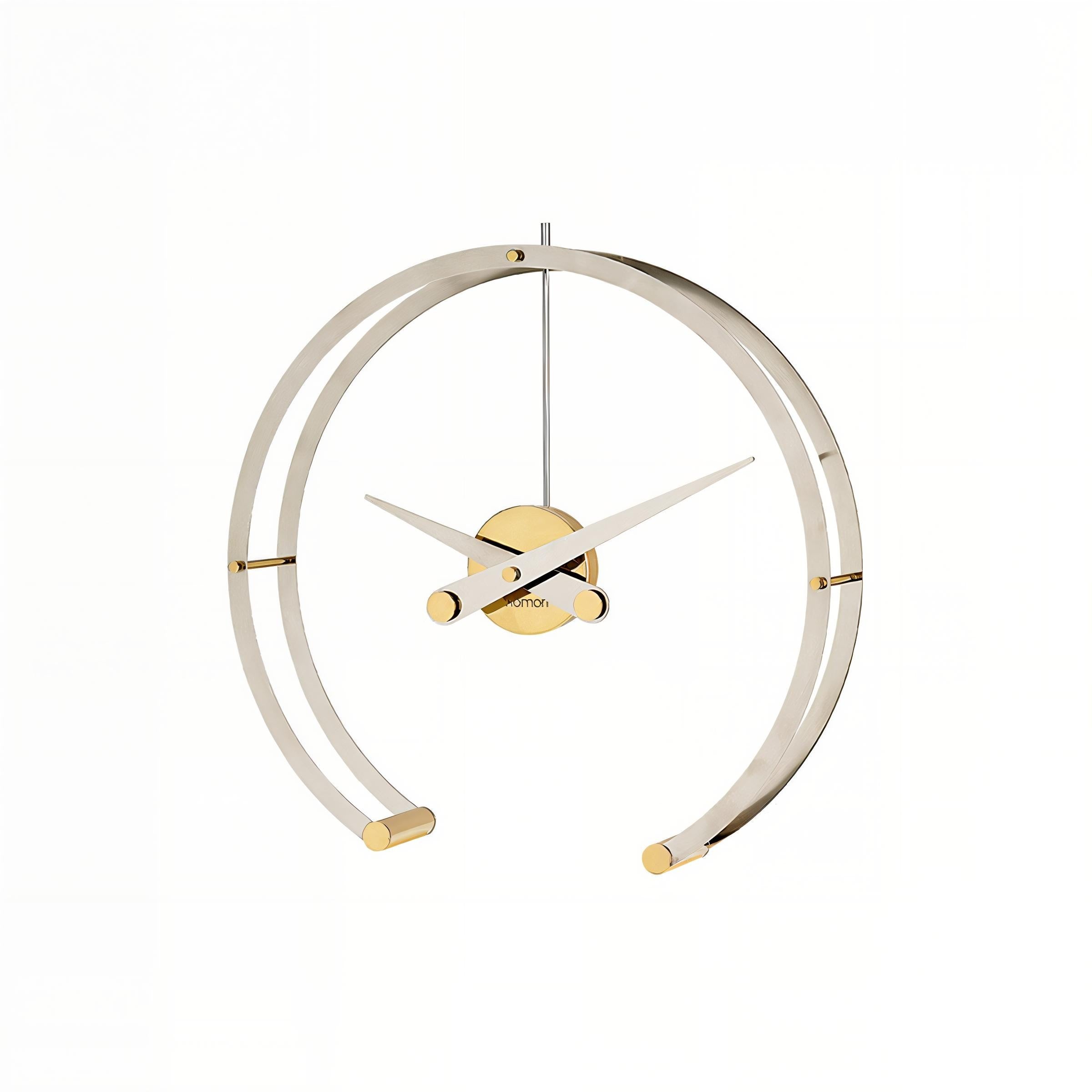 Omega Table Clock: Stainless Steel + Gold + Polished Brass