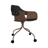 Showtime Chair with Wheel: Seat + Backrest Upholstered + Pale Brown