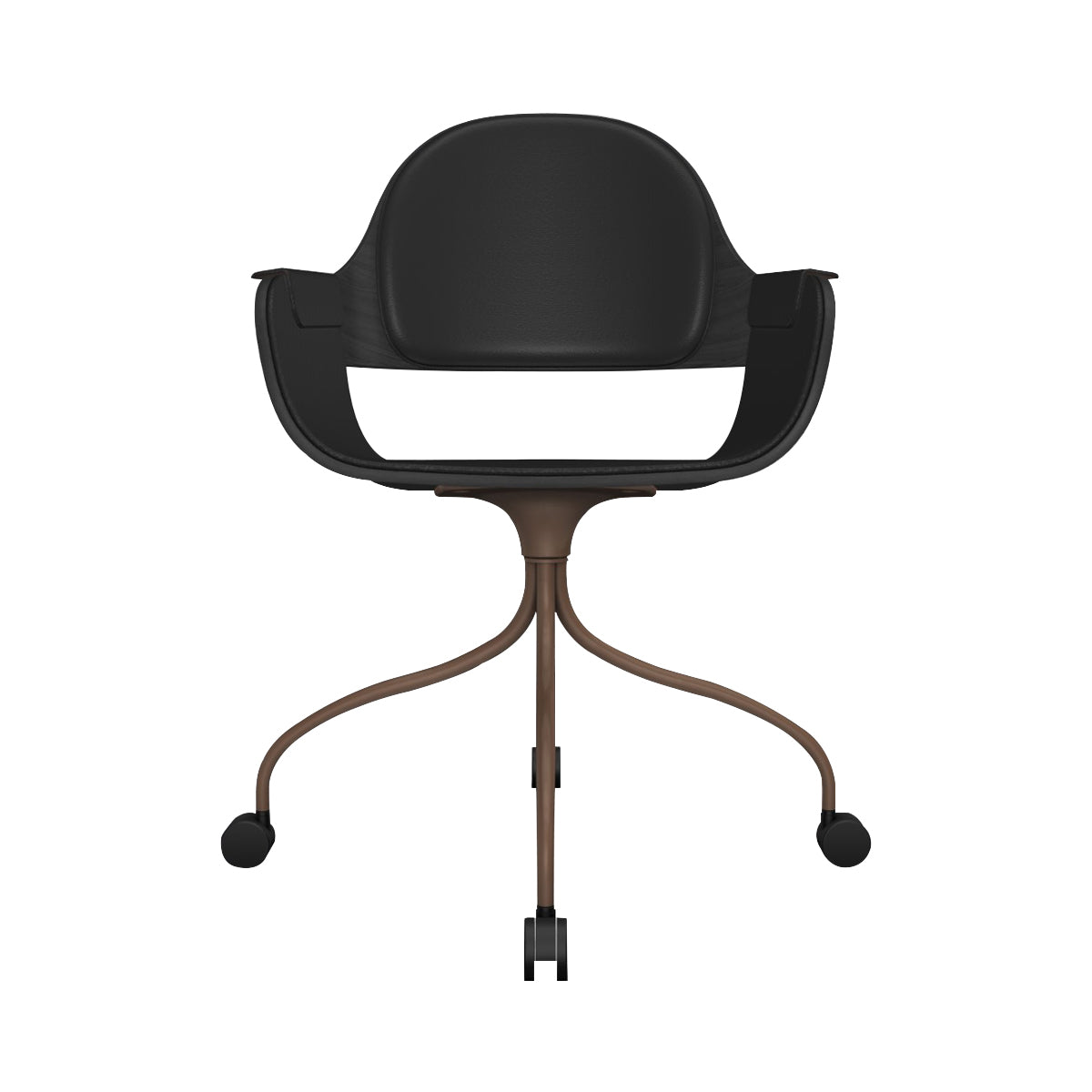 Showtime Nude Chair with Wheel: Interior Seat + Backrest Cushion + Ash Stained Black + Pale Brown