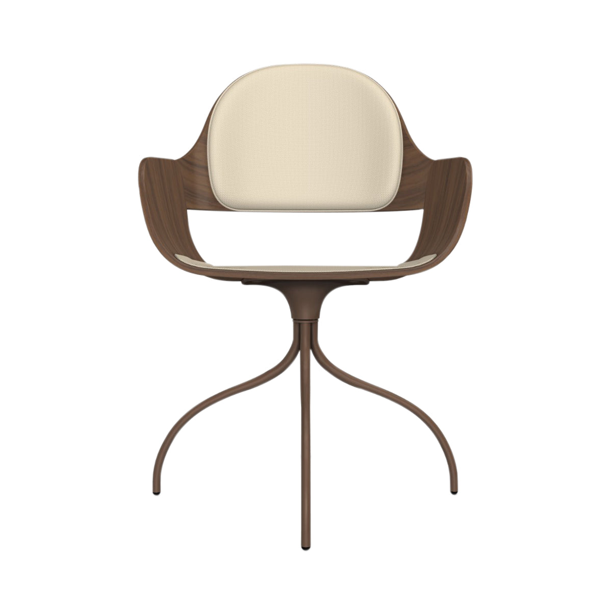 Showtime Nude Chair with Swivel Base: Seat + Backrest Cushion + Walnut + Pale Brown