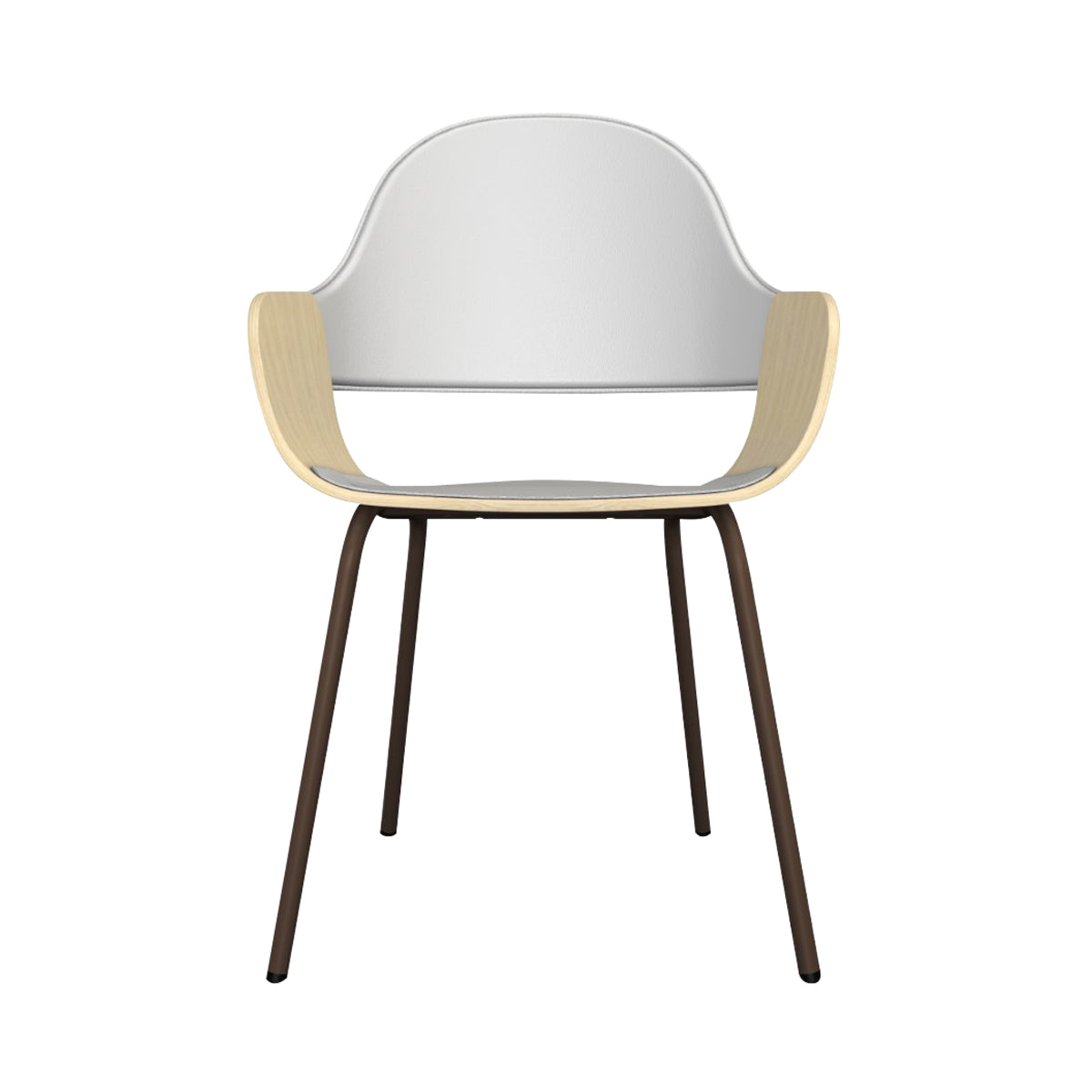 Showtime Nude Chair with Metal Base: Seat + Backrest Upholstered + Pale Brown + Natural Ash