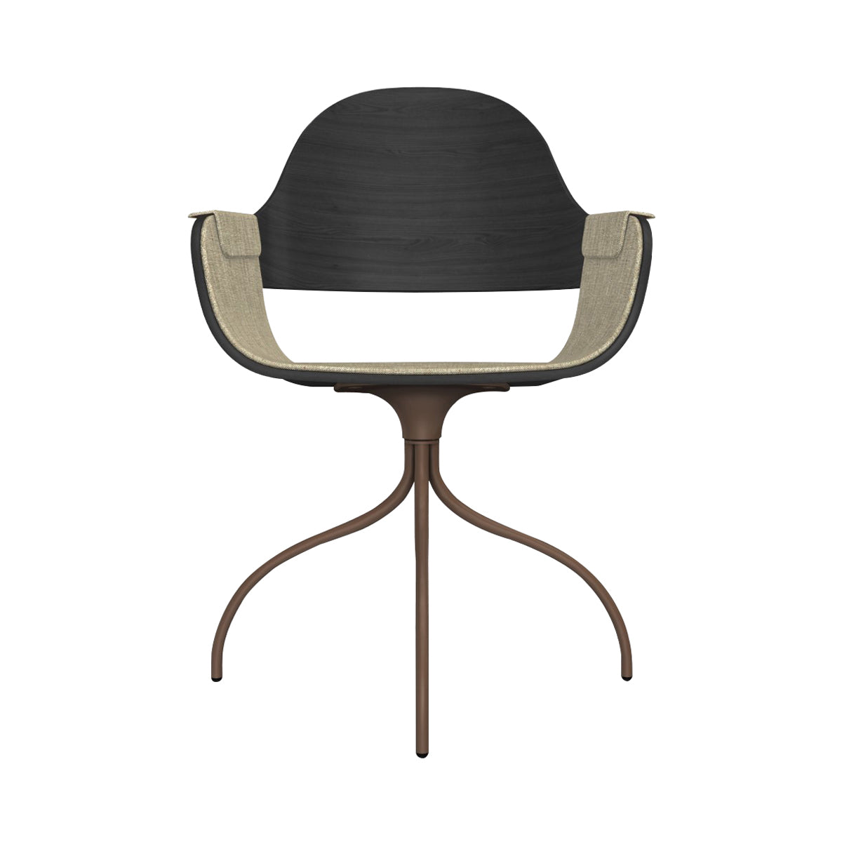 Showtime Nude Chair with Swivel Base: Interior Seat + Armrest Upholstered + Ash Stained Black + Pale Brown