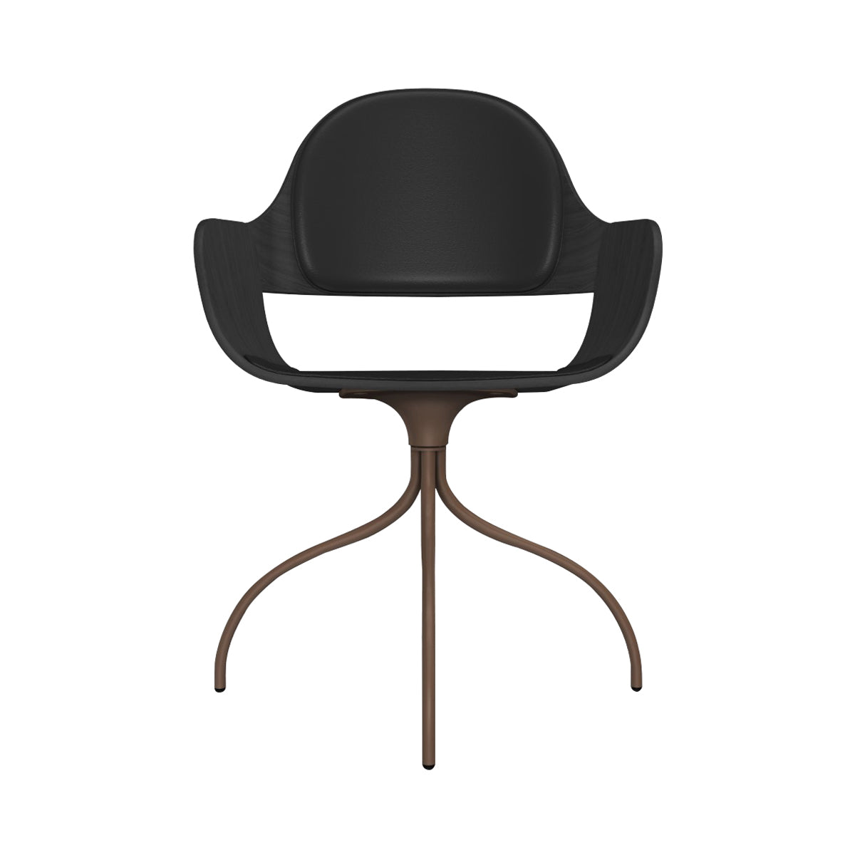 Showtime Nude Chair with Swivel Base: Seat + Backrest Cushion + Ash Stained Black + Pale Brown