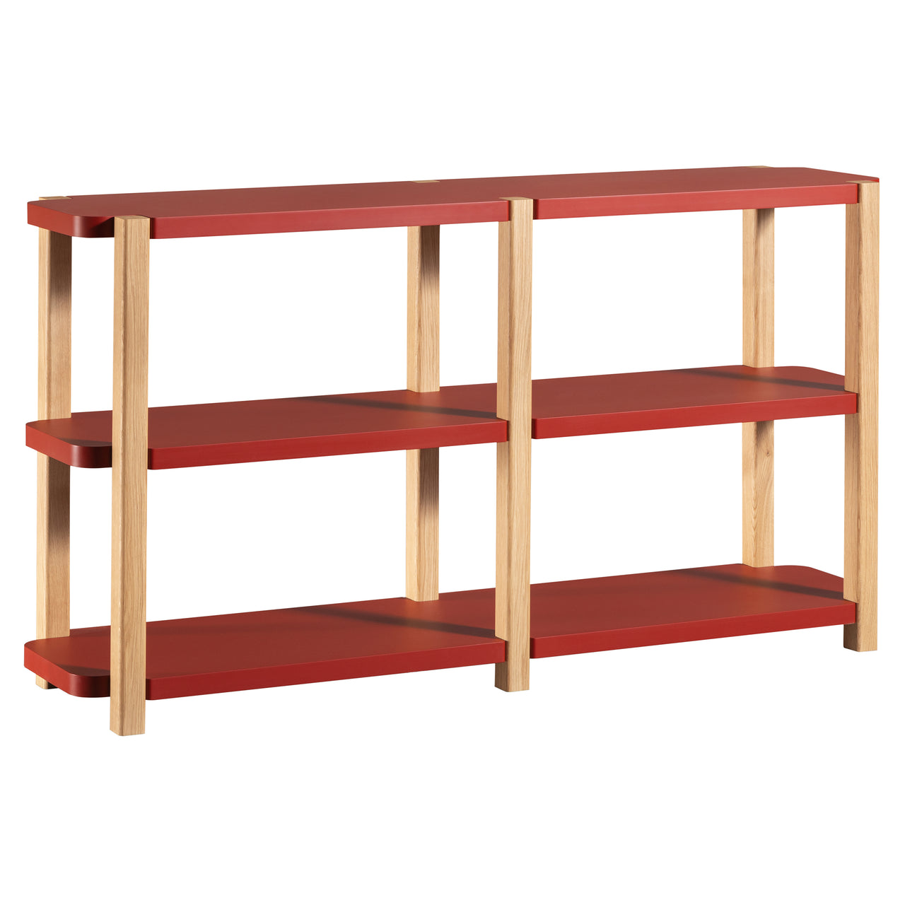 Palinfrasca Bookcases: Large + 3 + Lacquered Bloody Mary + Natural Ash