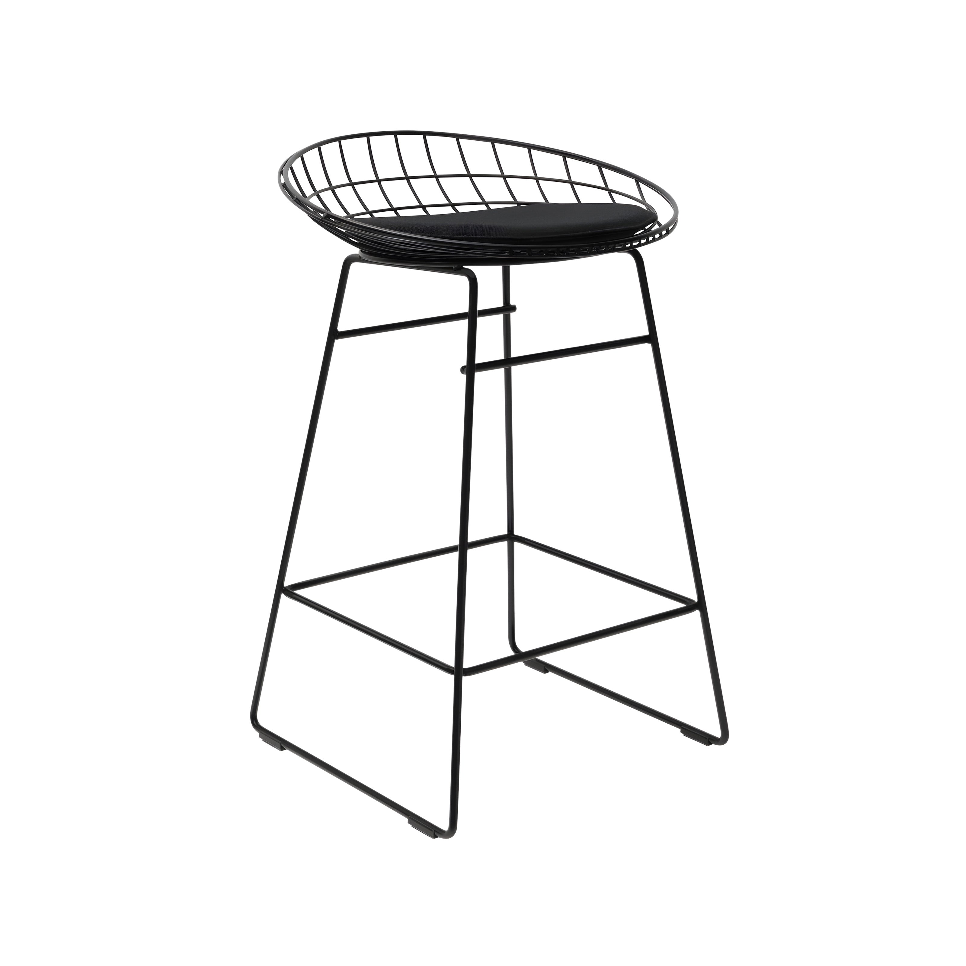 Wire Bar + Counter Stool with Seat Pad: Counter + Black