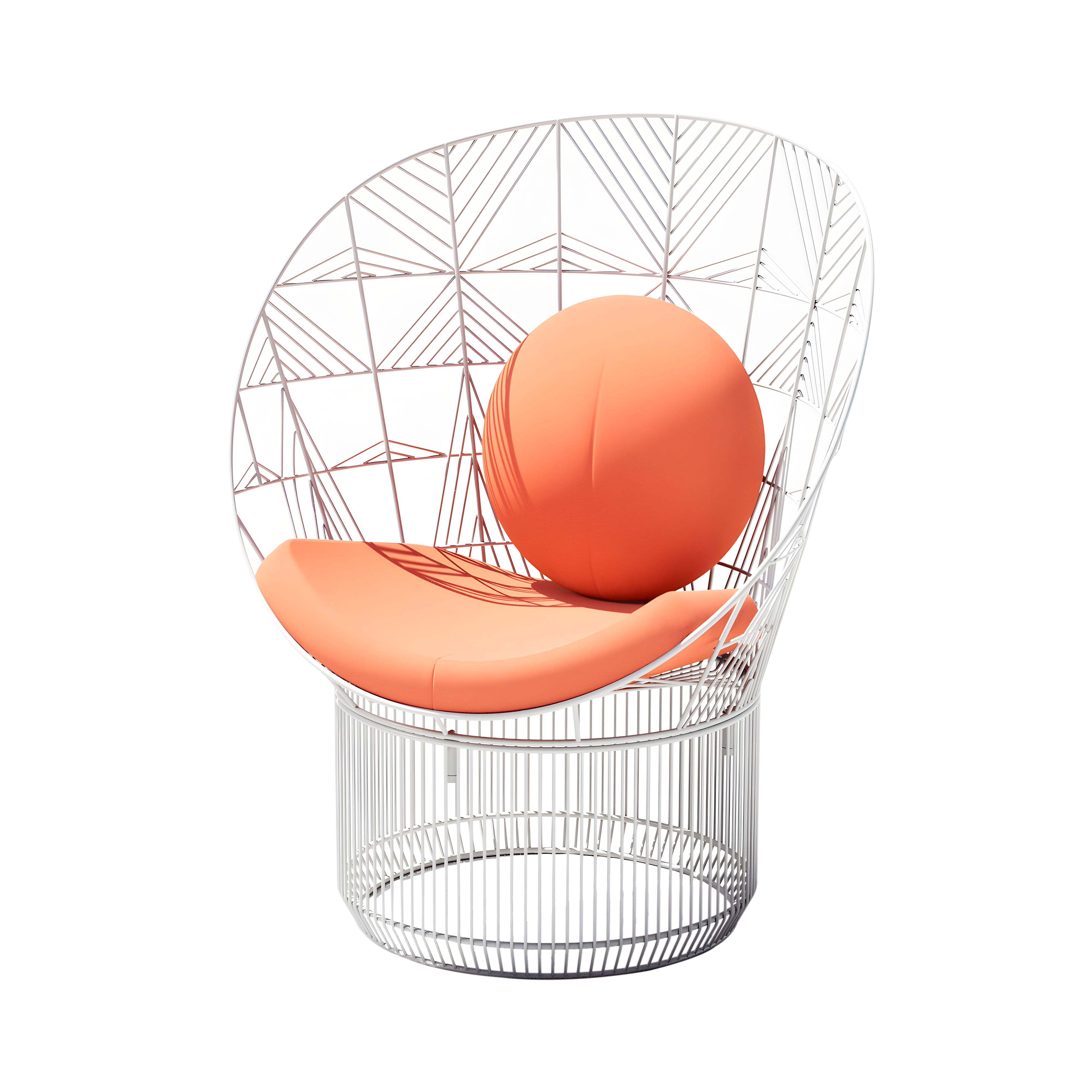 Peacock Lounge Chair: Color + White + With Melon Seatpad + Pillow