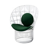 Peacock Lounge Chair: Color + White + With Forest Green Seatpad + Pillow