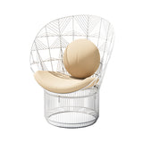 Peacock Lounge Chair: Color + White + With Tan Seatpad + Pillow