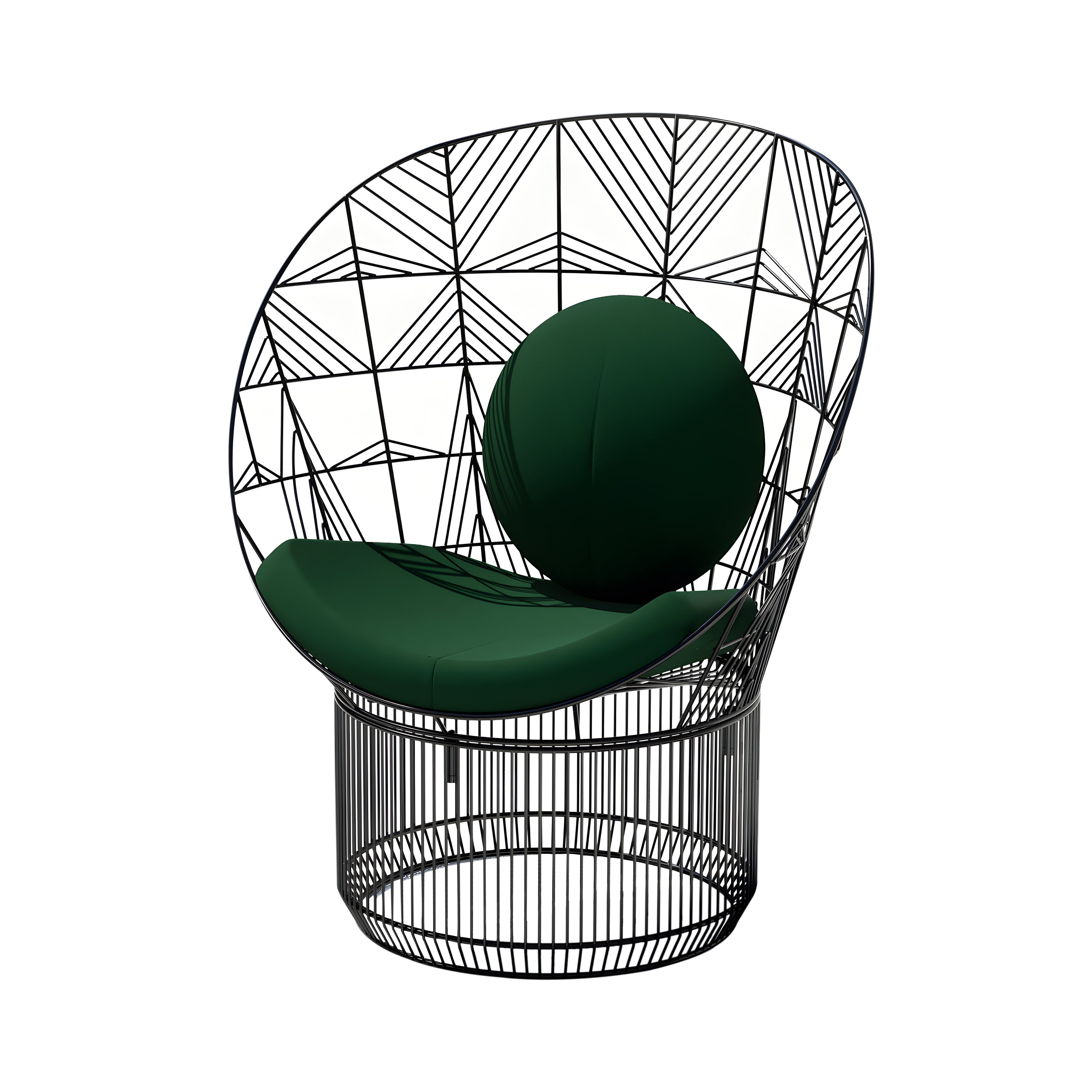 Peacock Lounge Chair: Color + Black + With Forest Green Seatpad + Pillow