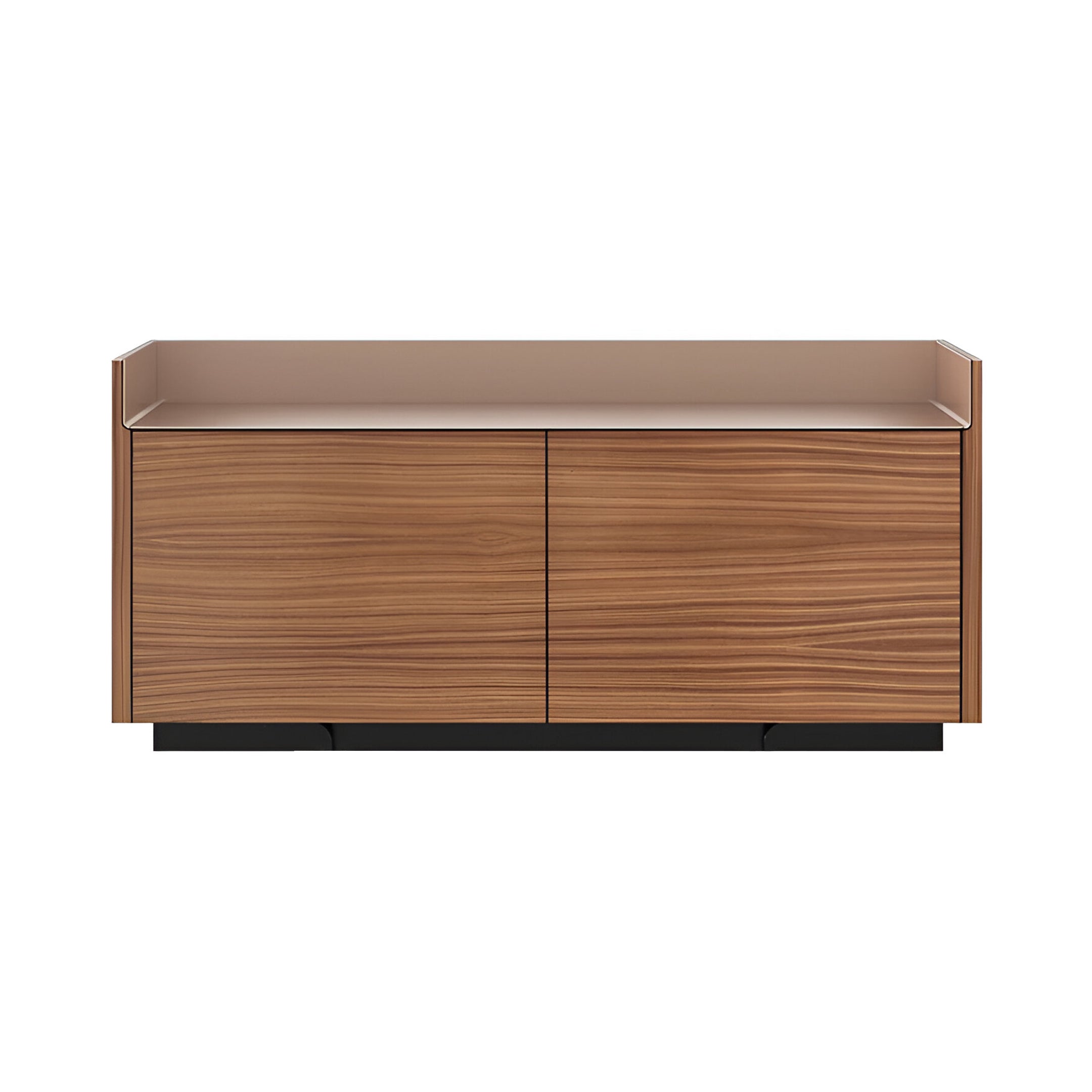 Stockholm STH201 Sideboard: Composition 1 + Super-Matt Walnut + Anodized Aluminum Pale Rose + Black