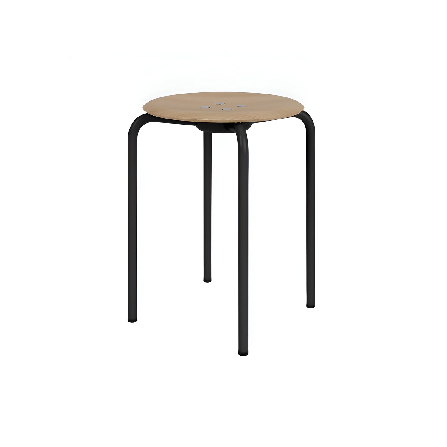 Kevi 2051 Stool: Oak Veneer + Powder Coated Black