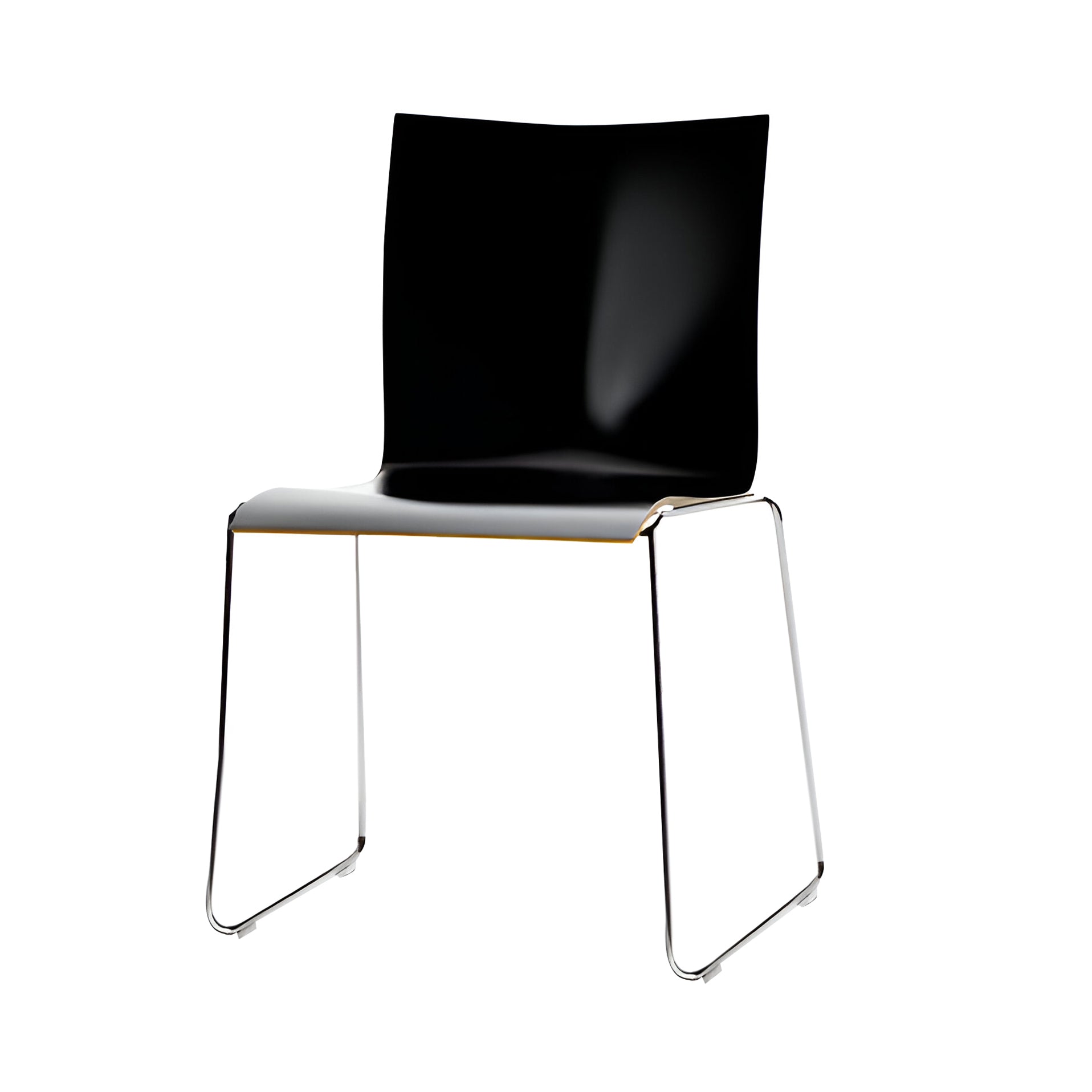 Chairik XL 127 Chair: Sled Base + Black Plastic + Polished Chrome