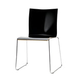 Chairik XL 127 Chair: Sled Base + Black Plastic + Polished Chrome