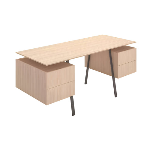 Homework 2 Desk: Double Drawers + Gun Metal + Oak + White Oak