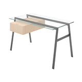 Homework 1 Desk: Single Drawer Left with Glass Top + Gun Metal + White Oak