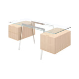 Homework 2 Desk: Double Drawer Left and File Drawer Right with Glass Top + Chrome + Oak