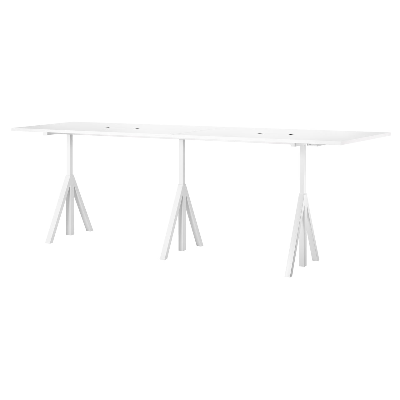 String Works: Height Adjustable Conference Table + White Laminate + White