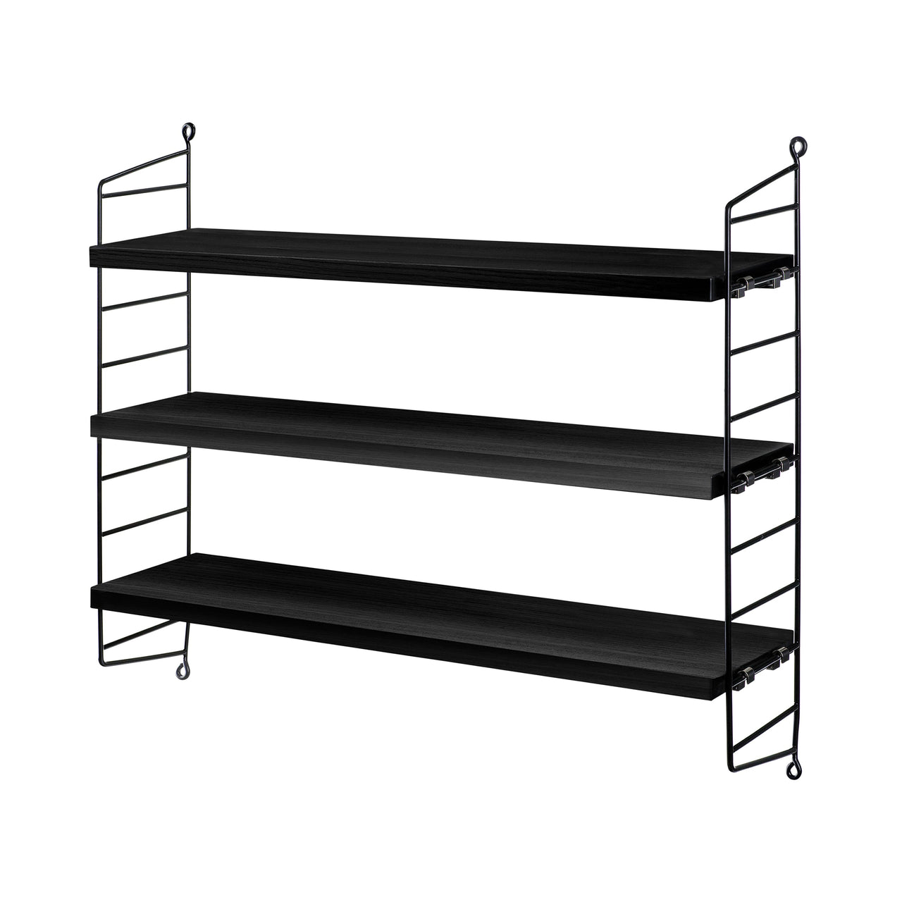 String Pocket Shelving: Black Stained Ash + Black