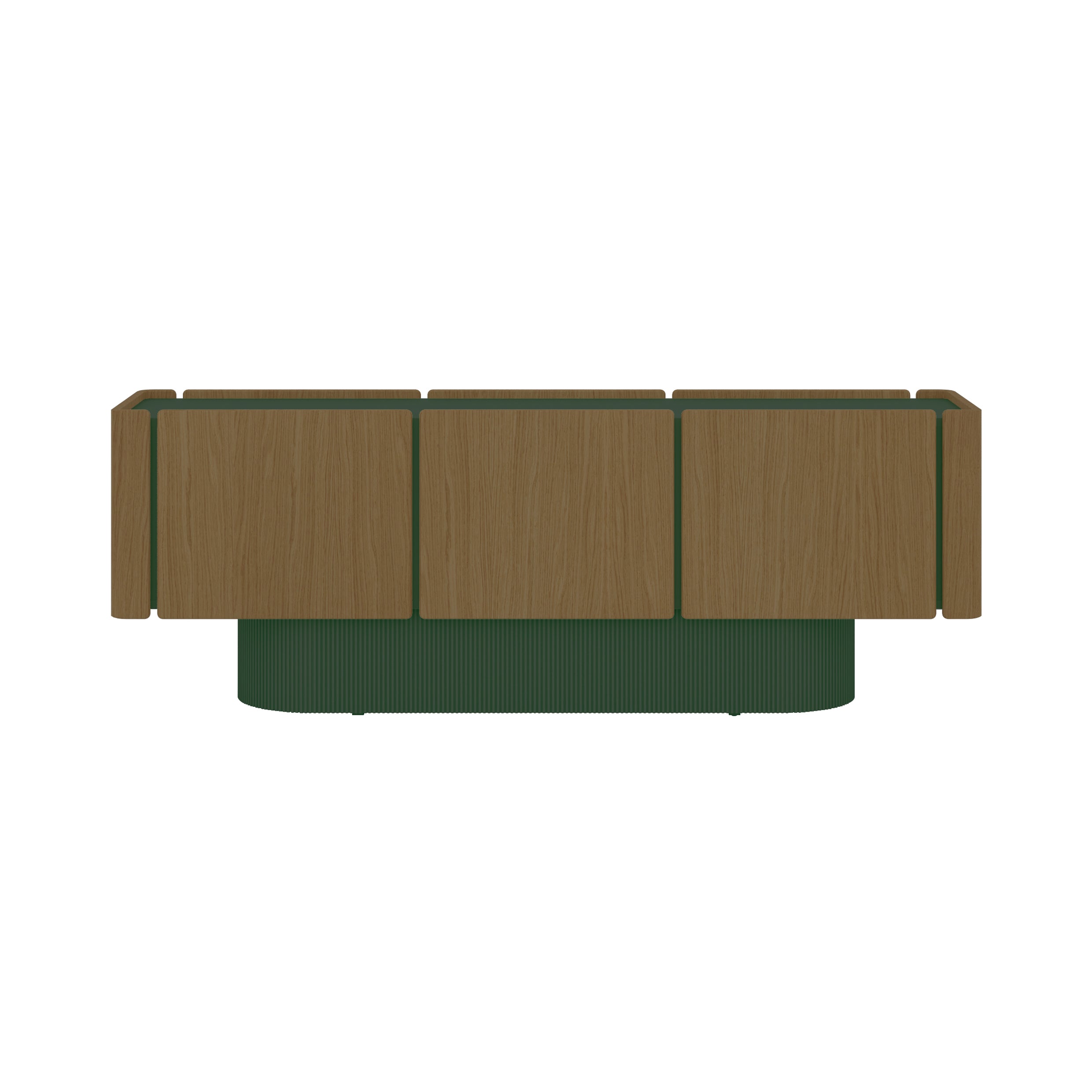 Dune Sideboard: 6 Doors + Walnut Stained Oak + Forest Green