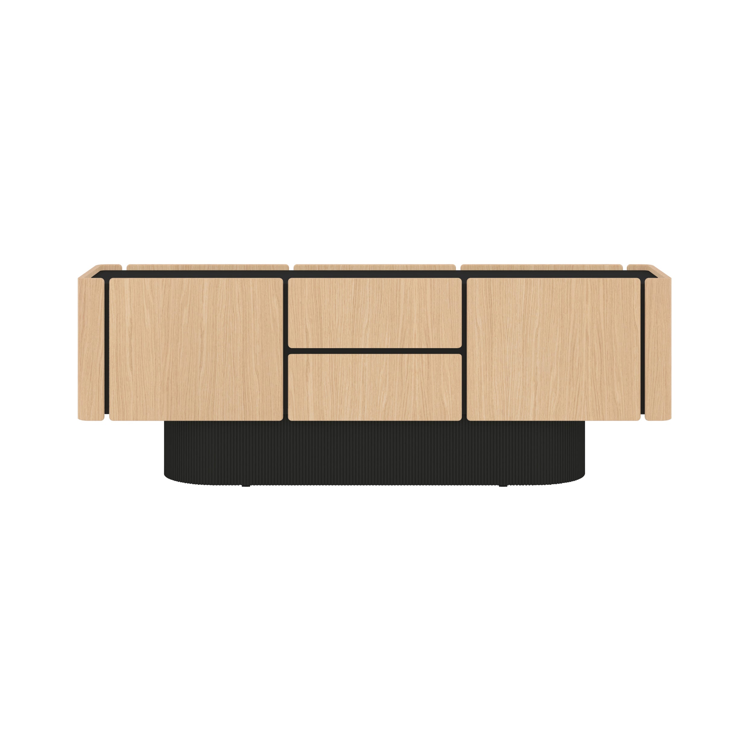 Dune Sideboard: 4 Doors + 2 Drawers + Whitened Oak + Black