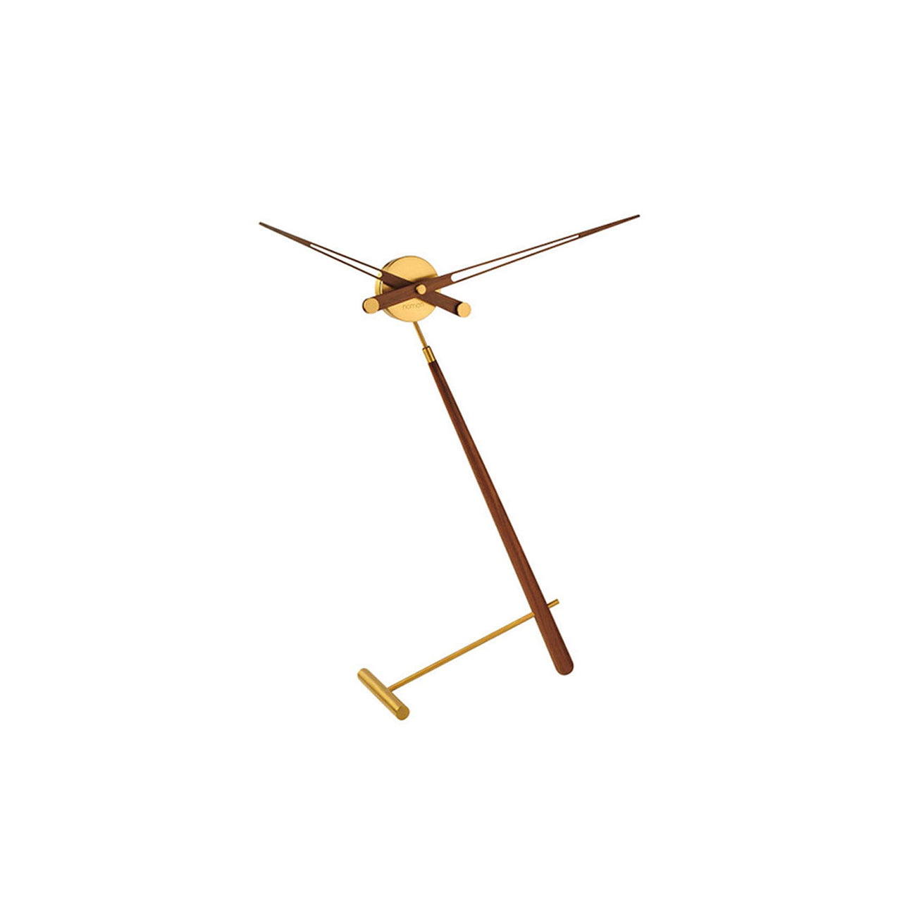 Puntero Table Clock: Polished Brass + Walnut