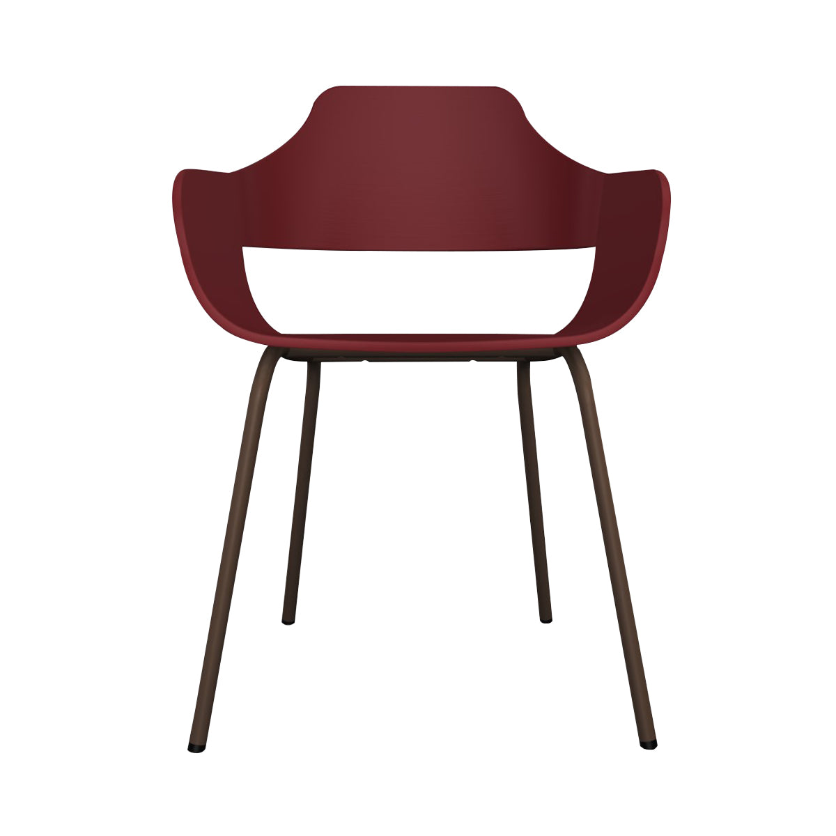 Showtime Chair with Metal Base: Lacquered Red + Pale Brown