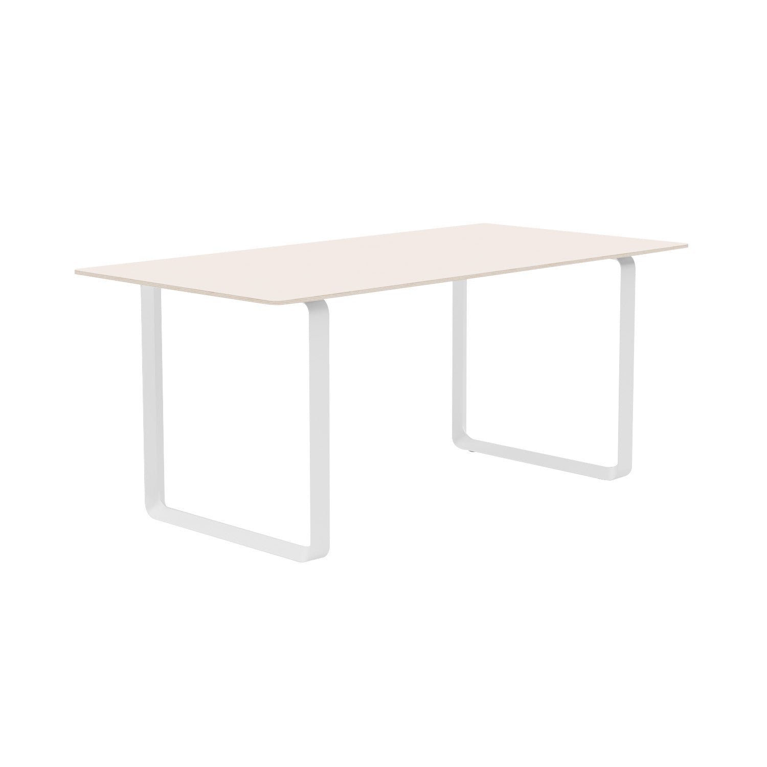 70/70 Table: Small + Sand Laminate + White