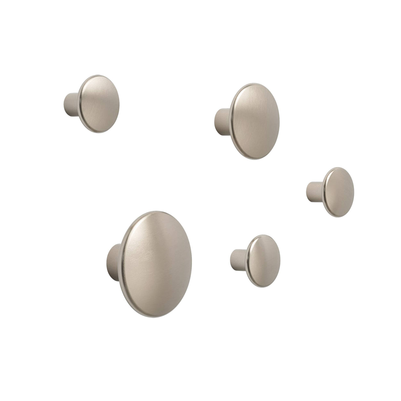 The Dots Metal Coat Hooks: Mixed Set of 5 + Taupe
