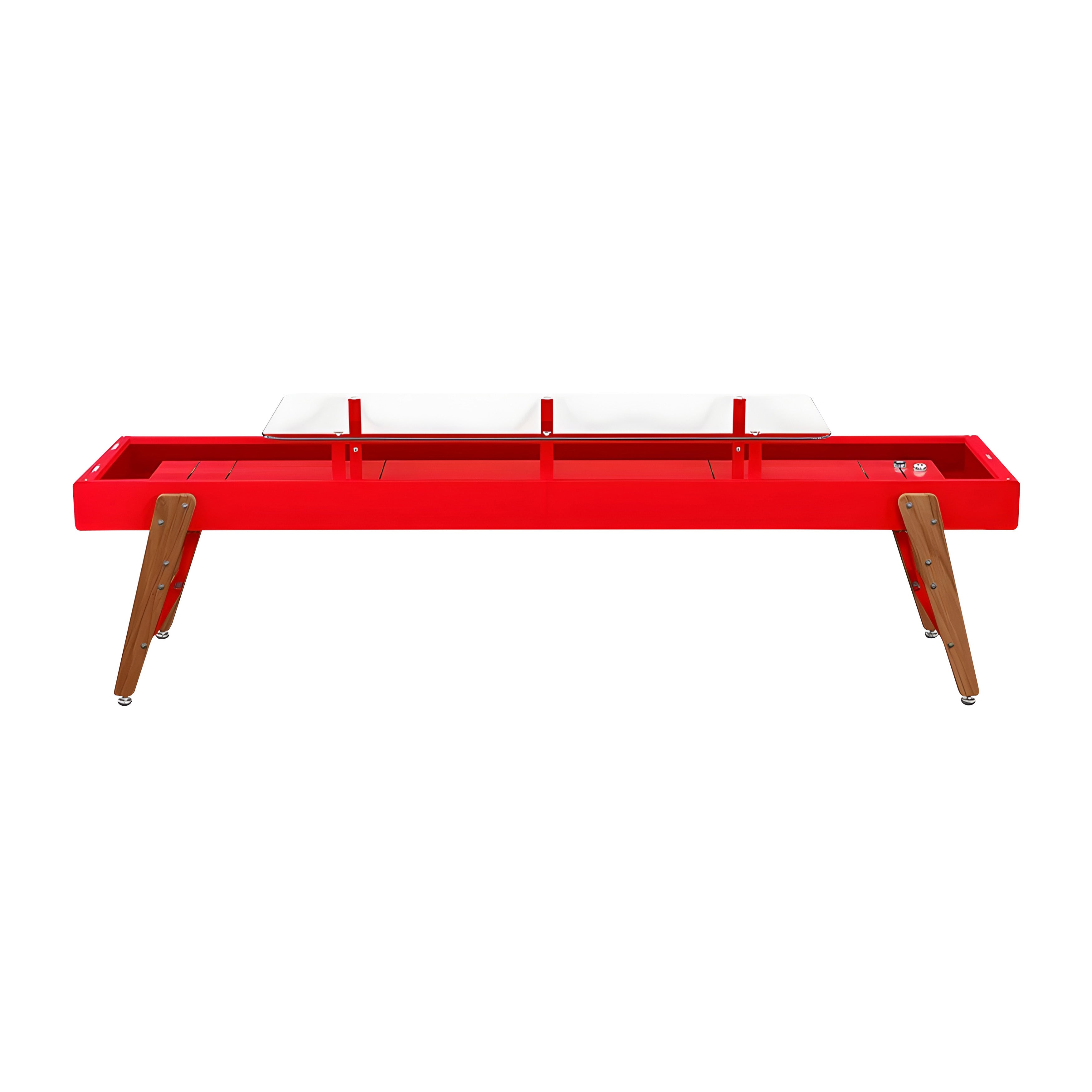 Track Dining Shuffleboard: 12 Feet + Traffic Red + Burgundy Lining