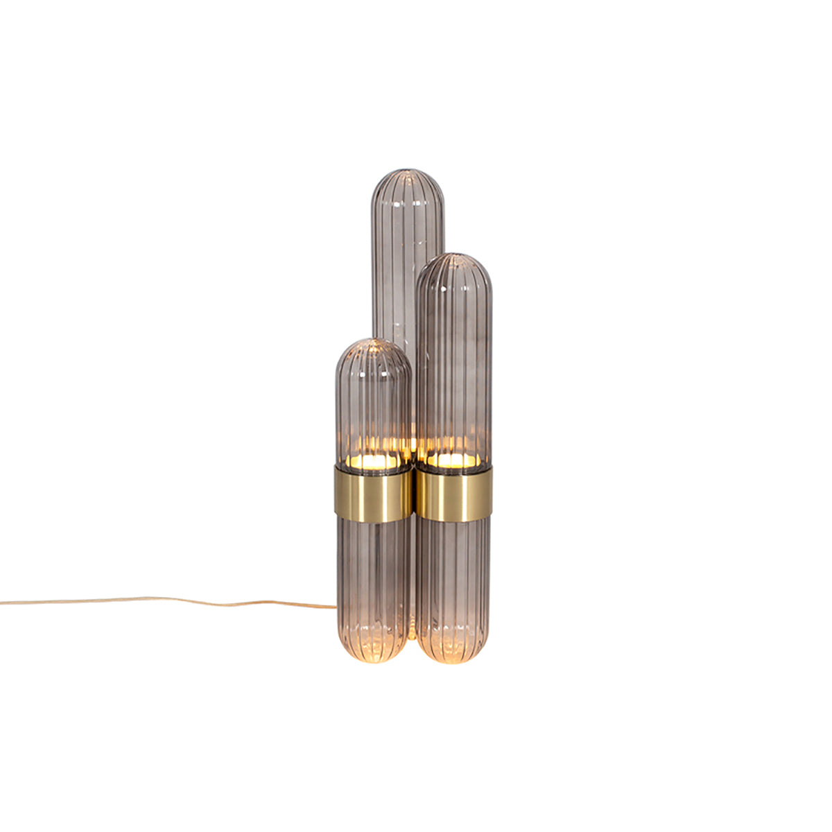 Cactus Table Lamp: Smoky Grey + Brass Polished