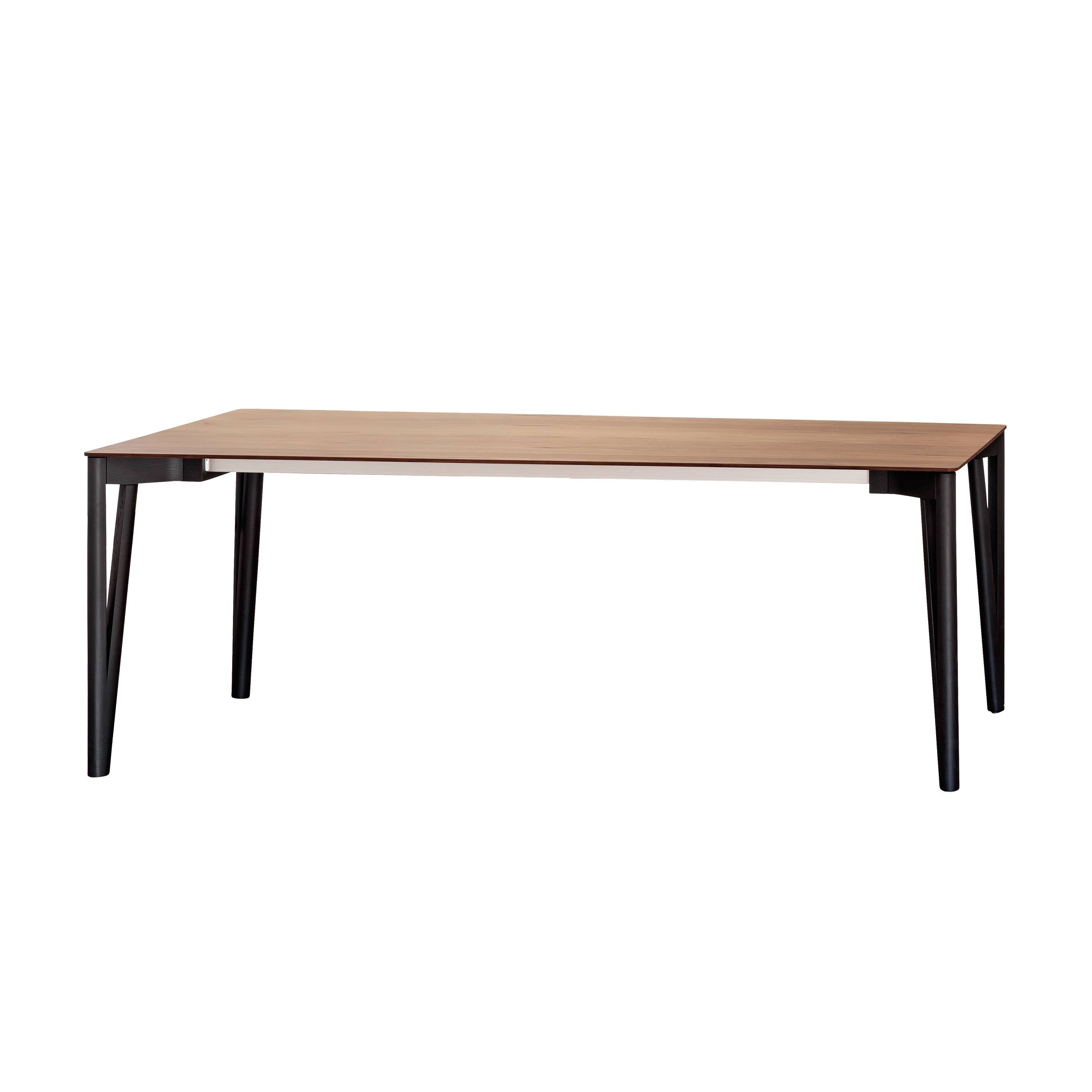 Decapo Dining Table: Small + Canaletto Walnut + Black Oak