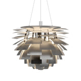PH Artichoke Pendant: Extra Large + Stainless Steel + White