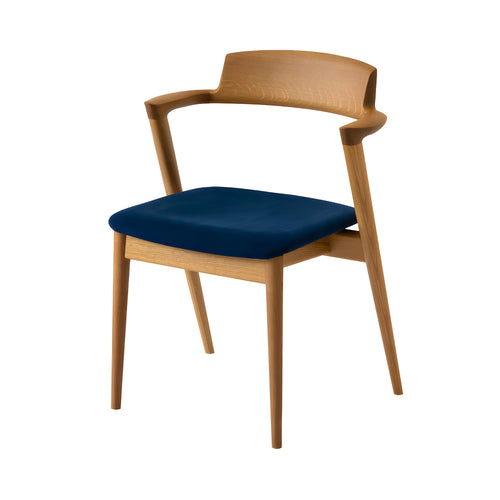 Seoto Semi Armchair: Seat Upholstered + High + White Oak