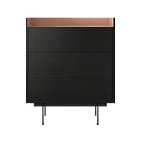 Stockholm STH012 Chest of Drawers: Composition 2 + Ebony Stained Oak + Anodised Aluminum Pale Rose + Black