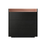 Stockholm STH012 Chest of Drawers: Composition 1 + Ebony Stained Oak + Anodised Aluminum Pale Rose + Black