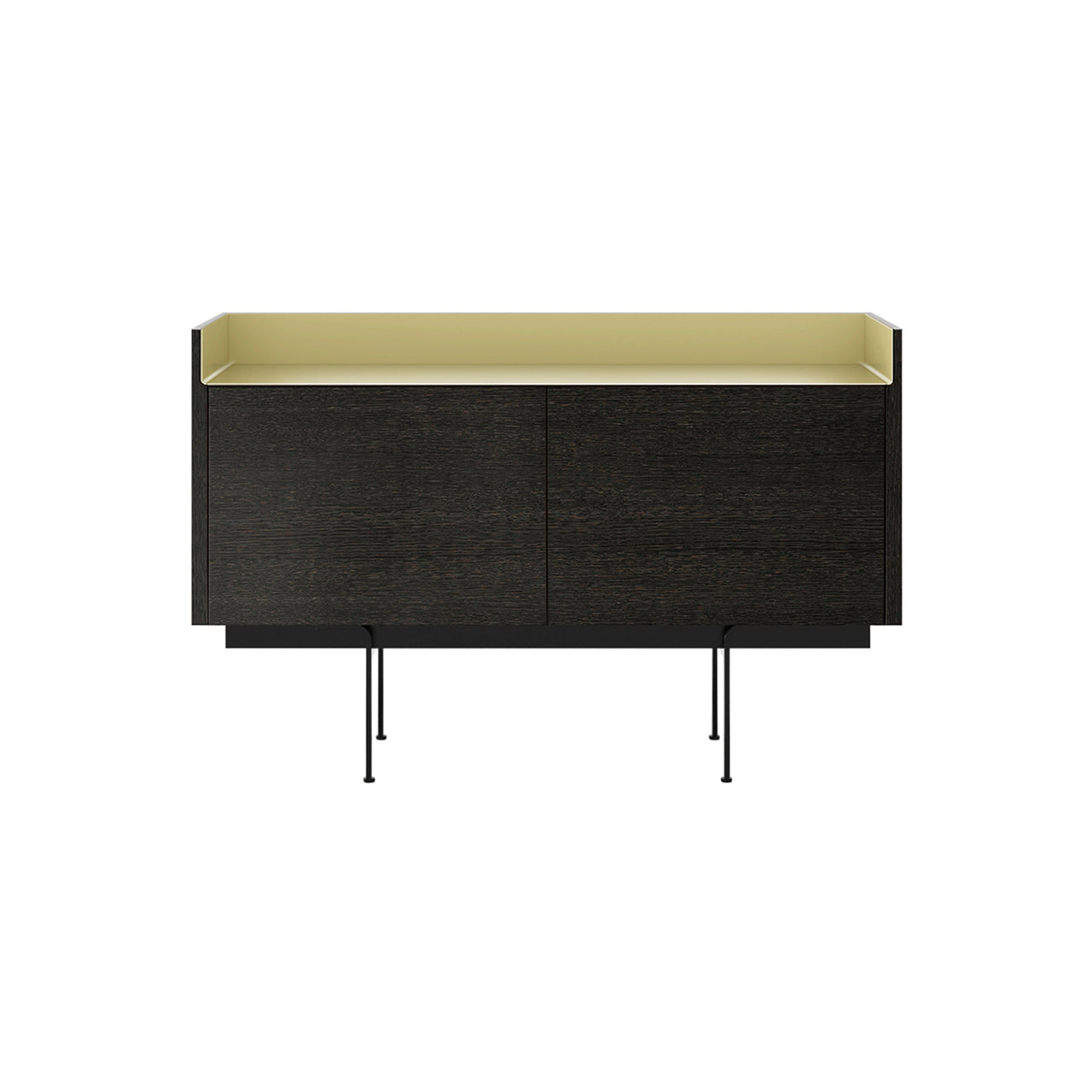 Stockholm Sideboard: STH201 + Dark Grey Stained Oak + Anodized Aluminum Gold + Black