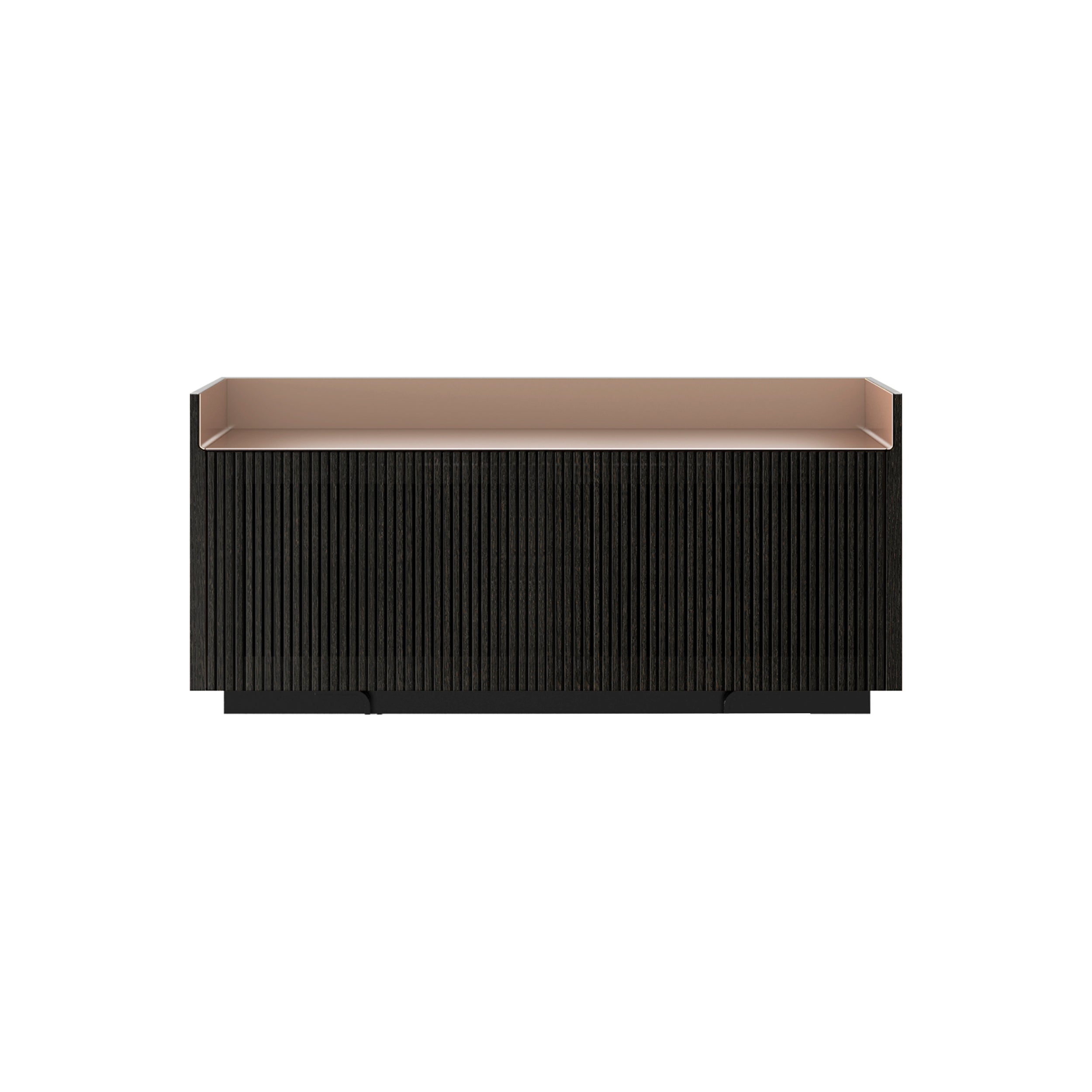 Stockholm STH203 Technic Sideboard: Composition 1 + Dark Grey Stained Oak + Anodised Aluminum Pale Rose + Black 