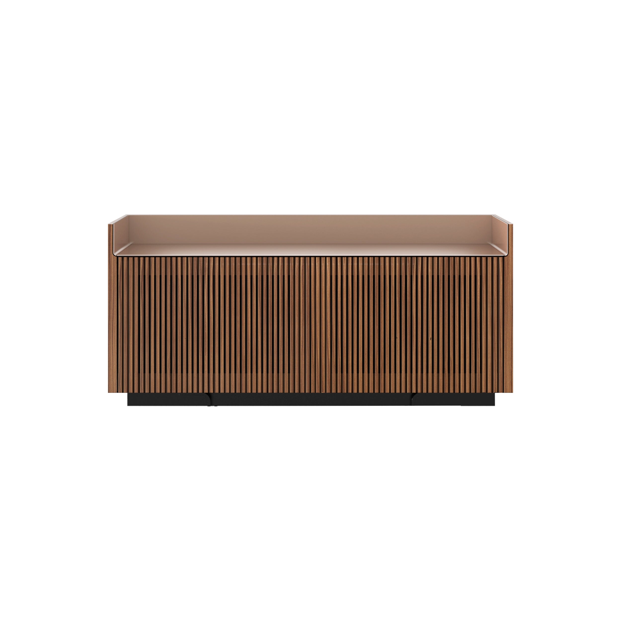 Stockholm STH203 Technic Sideboard: Composition 1 + Super-Matt Walnut + Anodised Aluminum Pale Rose + Black