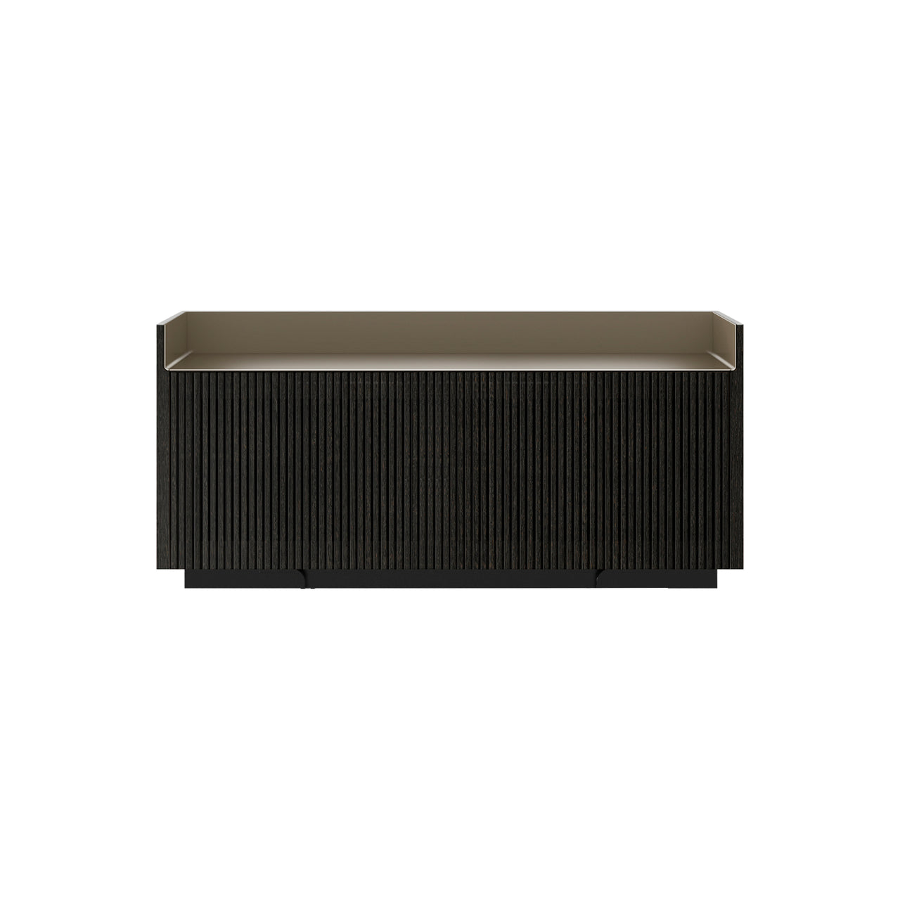 Stockholm STH203 Technic Sideboard: Composition 1 + Dark Grey Stained Oak  + Anodised Aluminum Bronze + Black