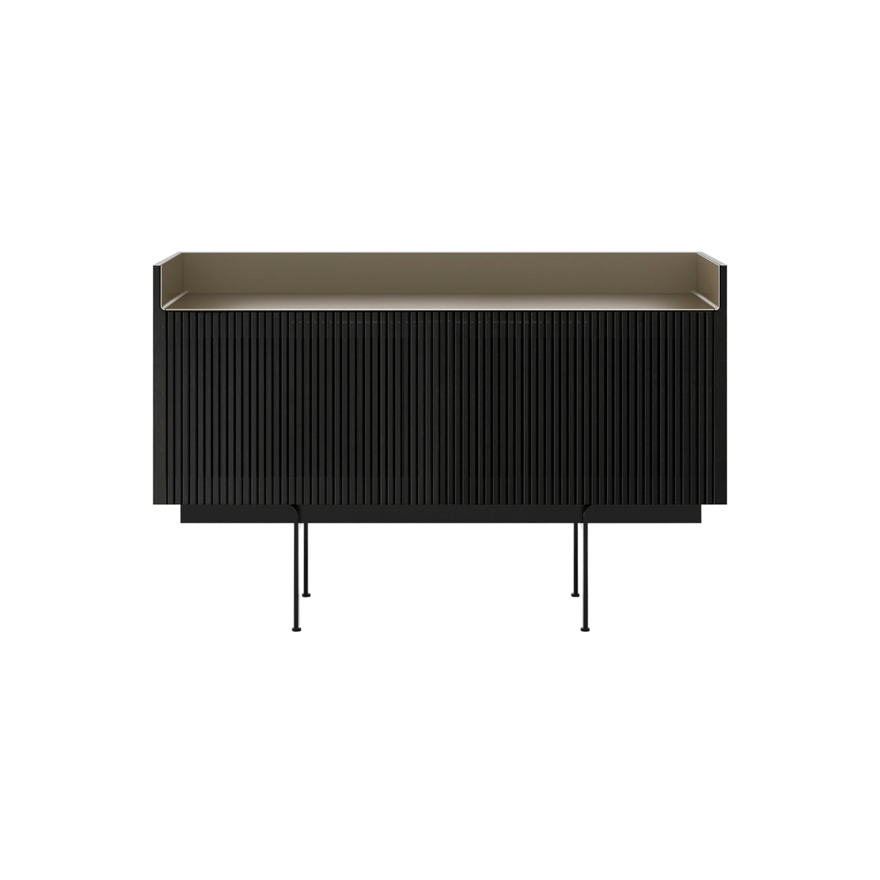 Stockholm STH203 Technic Sideboard: Composition 3 + Ebony Stained Oak + Anodized Aluminum Bronze + Black