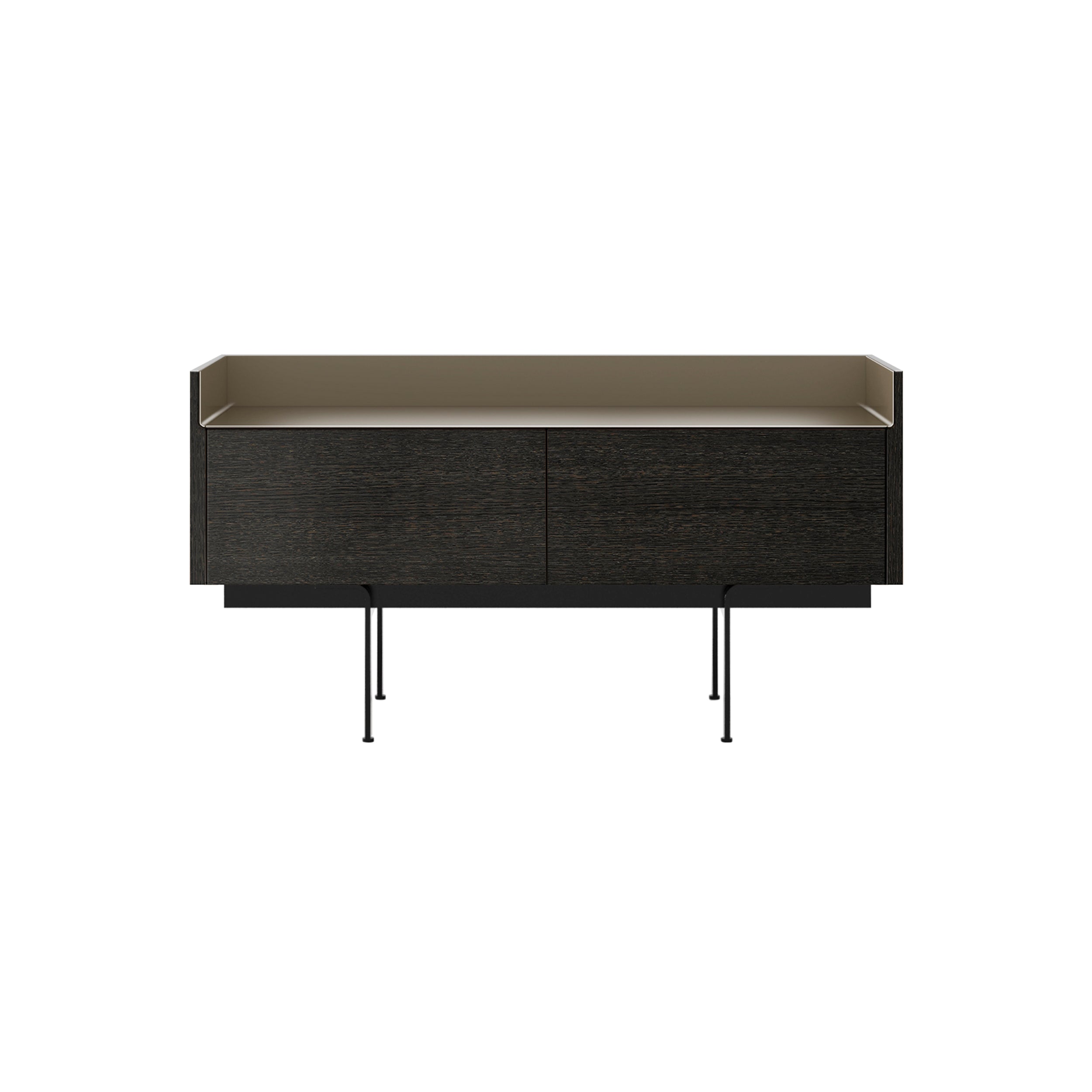 Stockholm STH251 Slim Sideboard: Composition 3 + Dark Grey Stained Oak + Anodized Aluminum Bronze + Black