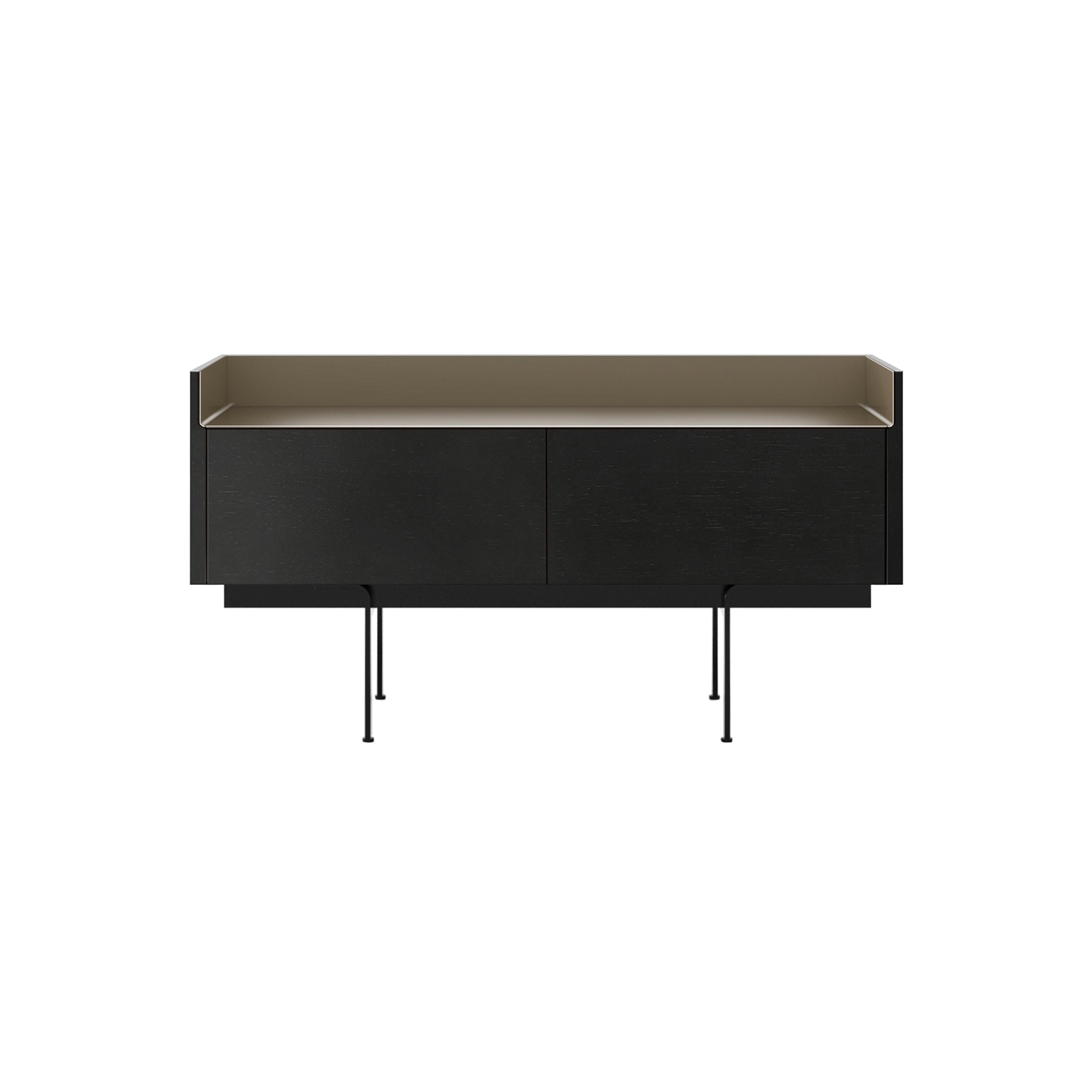Stockholm STH251 Slim Sideboard: Composition 3 + Ebony Stained Oak + Anodized Aluminum Bronze + Black