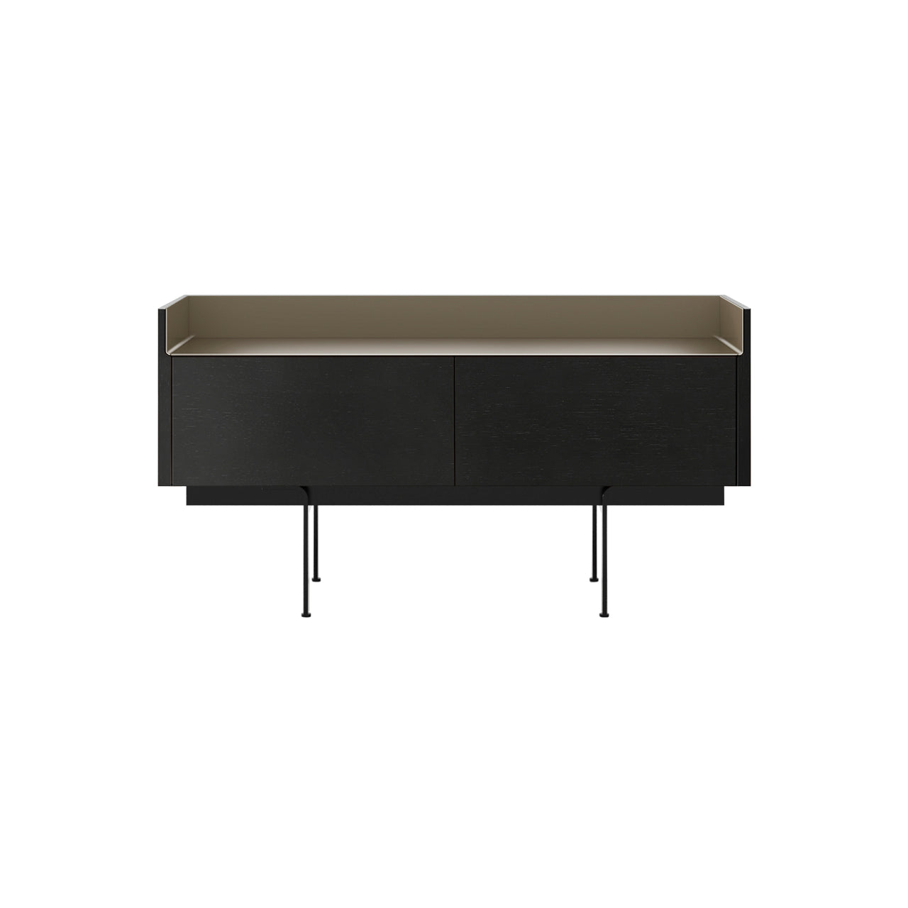 Stockholm STH251 Slim Sideboard: Composition 3 + Ebony Stained Oak + Anodized Aluminum Bronze + Black