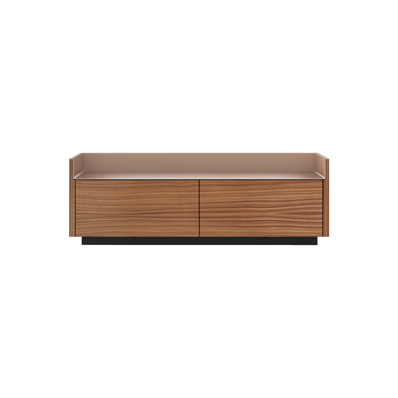 Stockholm STH251 Slim Sideboard: Composition 1 + Super-Matt Walnut + Anodised Aluminum Pale Rose + Black