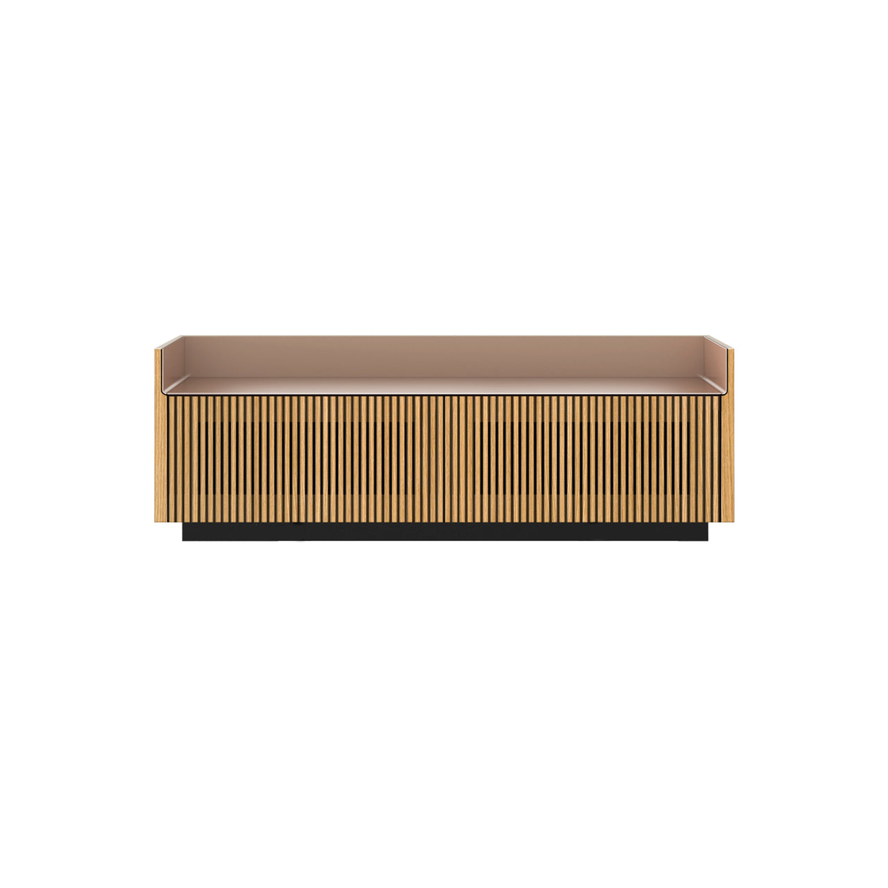 Stockholm STH253 Slim Sideboard: Composition 1 + Super-Matt Oak + Anodised Aluminum Pale Rose + Black