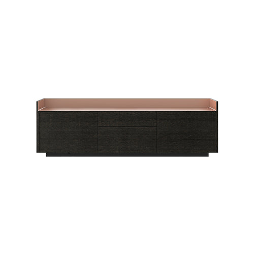 Stockholm STH302 Sideboard: Composition 1 + Dark Grey Stained Oak + Anodised Aluminum Pale Rose + Black