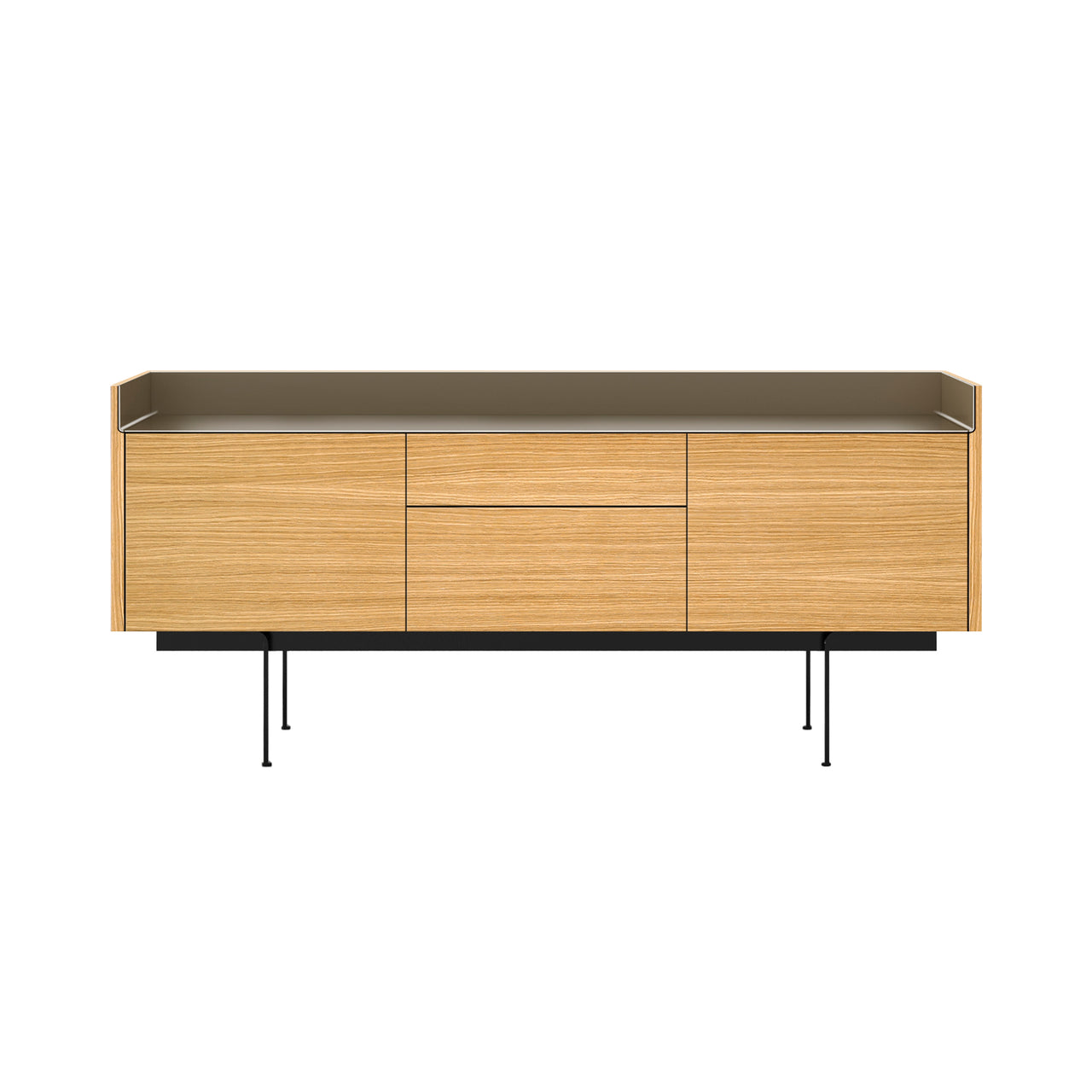 Stockholm STH302 Sideboard: Composition 3 + Super-Matt Oak + Anodized Aluminum Bronze + Black