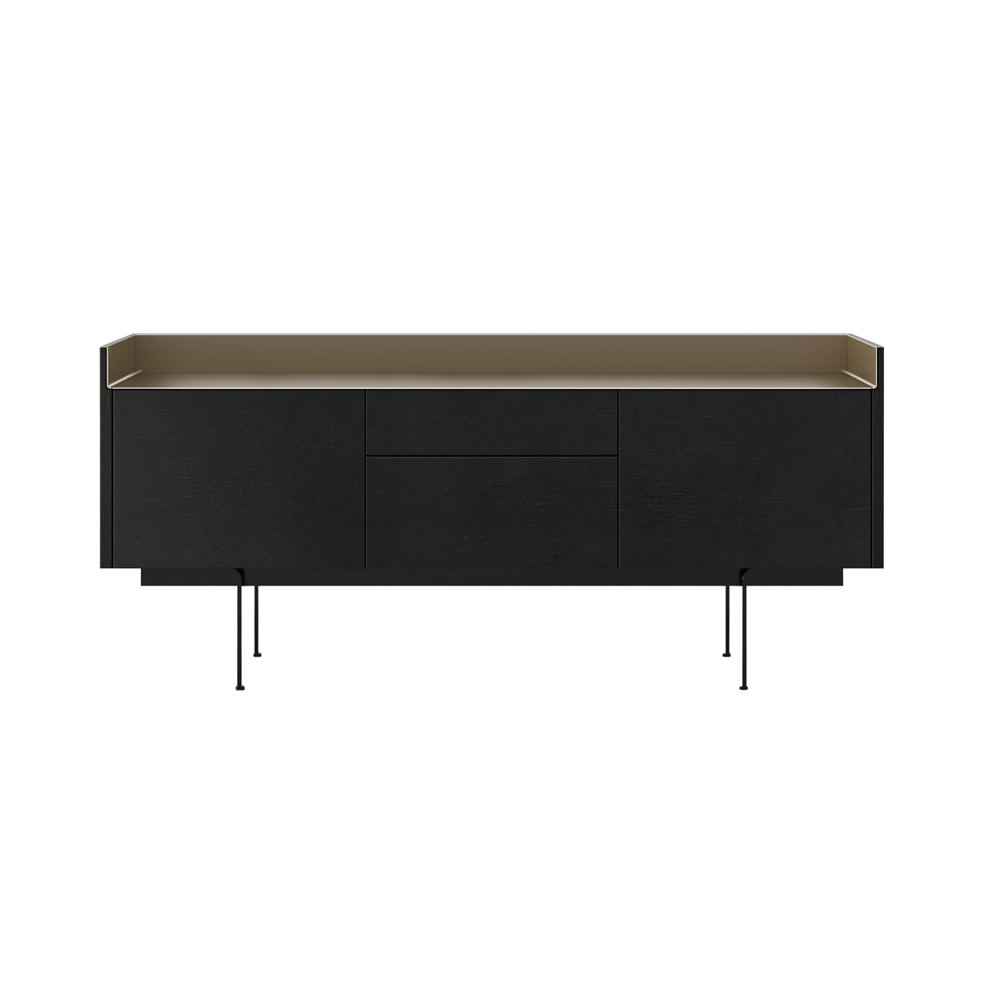 Stockholm STH302 Sideboard: Composition 3 + Ebony Stained Oak + Anodized Aluminum Bronze + Black